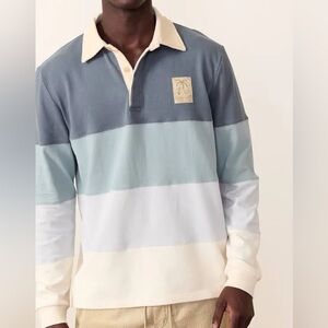 Marine Layer Men’s Sueded Rugby Polo Long Sleeve Shirt Cotton Size Small